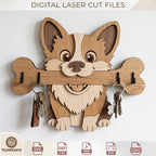 Dog Breed Key Holder Laser Cut Wooden Wall Organizer Bundle
