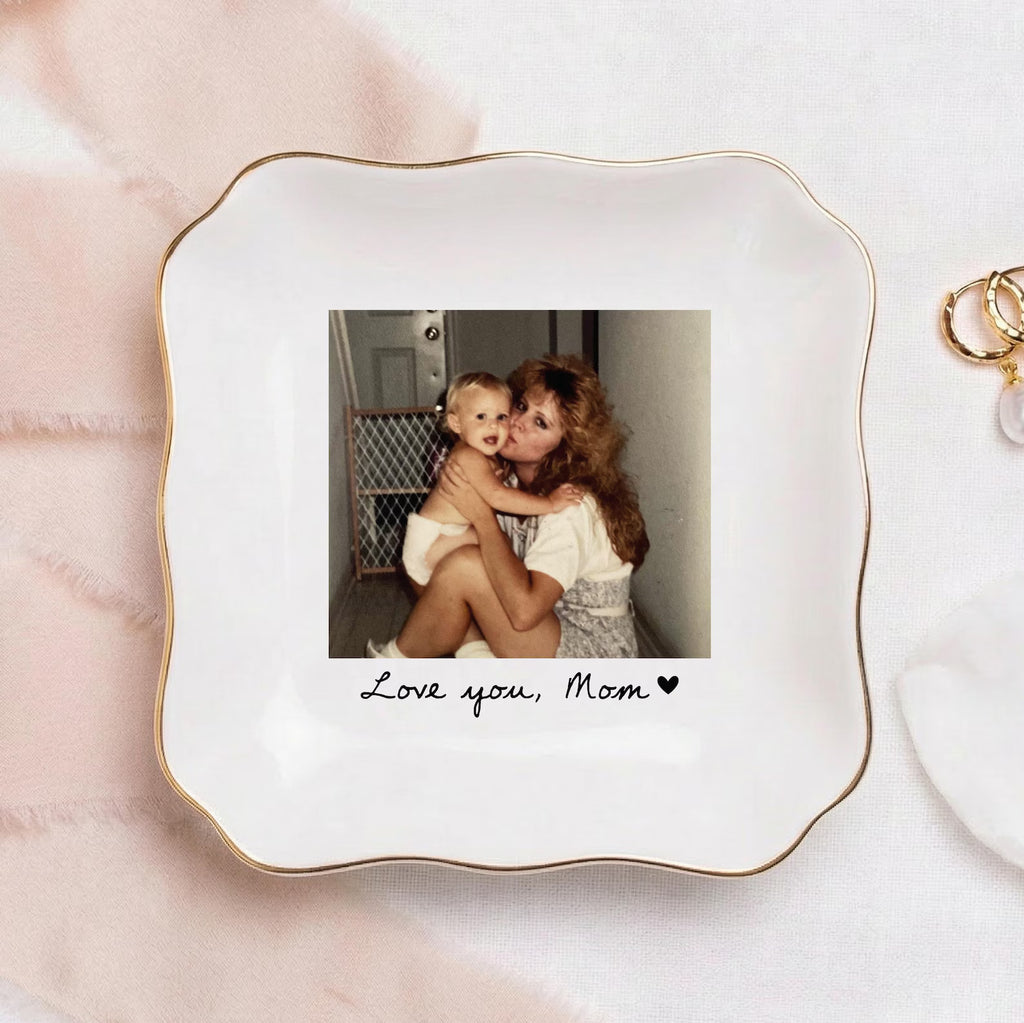 Custom Photo Trinket Tray Personalized Jewelry Dish for Mom