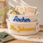 Personalized Teacher Name Cotton Rope Storage Basket