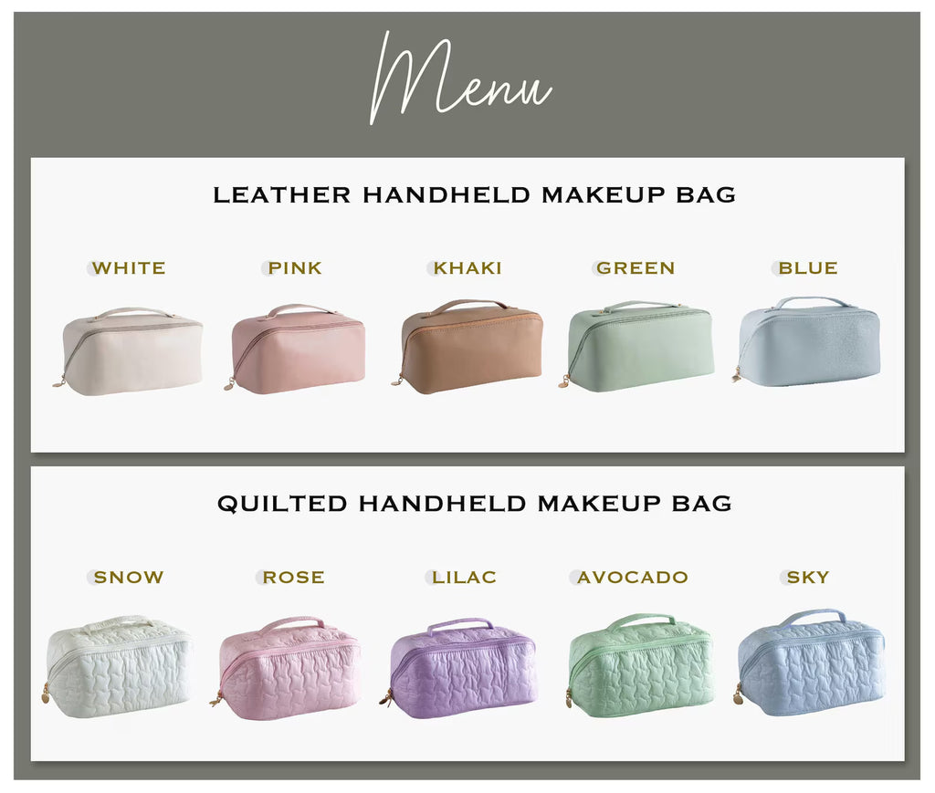 Personalized Embroidered Leather Makeup Bag Toiletry Organizer