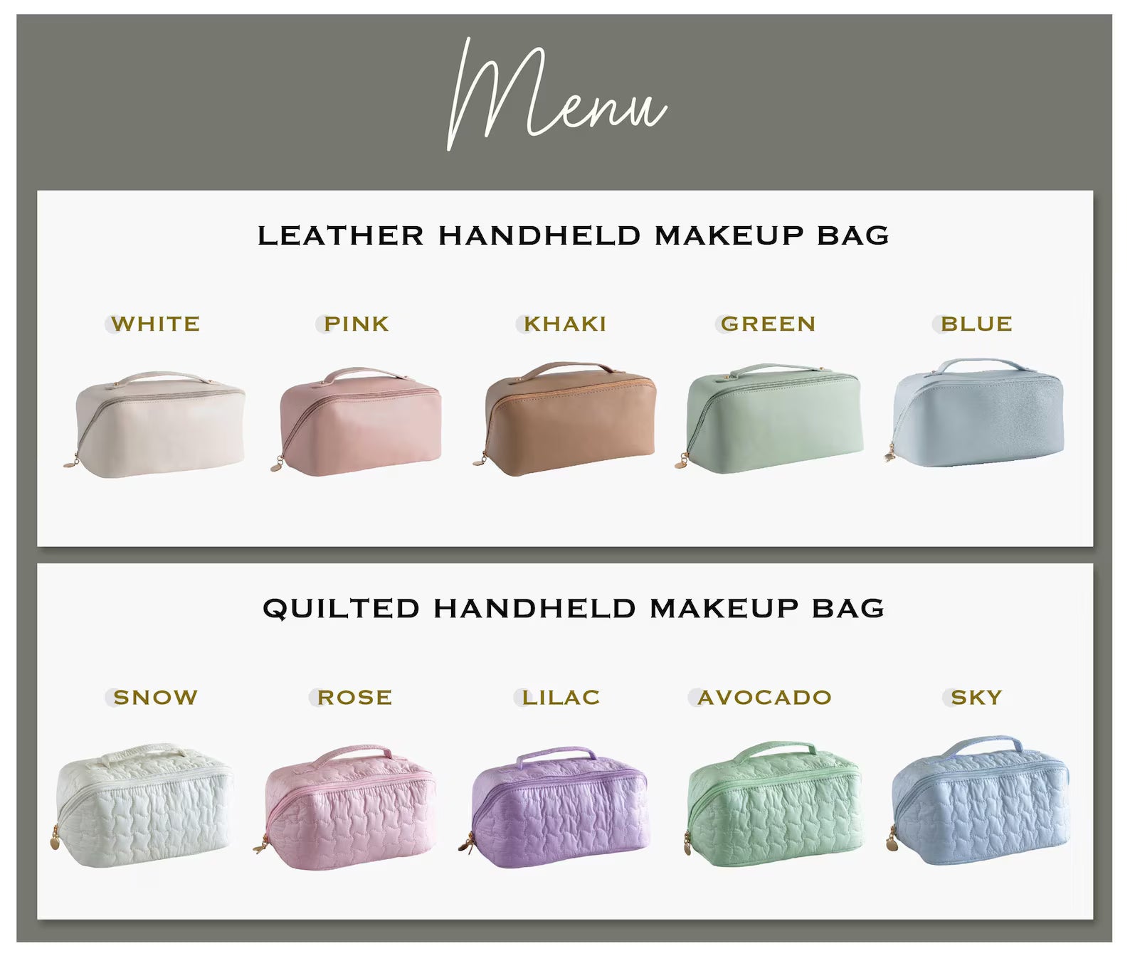 Personalized Embroidered Leather Makeup Bag Toiletry Organizer