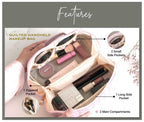 Personalized Embroidered Leather Makeup Bag Toiletry Organizer