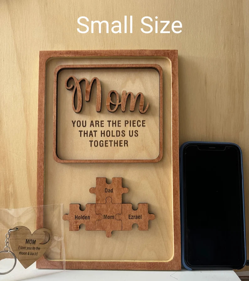 Unique Family Bond Poster with Personalized Puzzle Pieces (Mom/Dad)