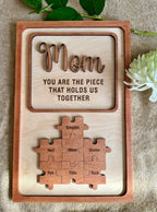 Unique Family Bond Poster with Personalized Puzzle Pieces (Mom/Dad)