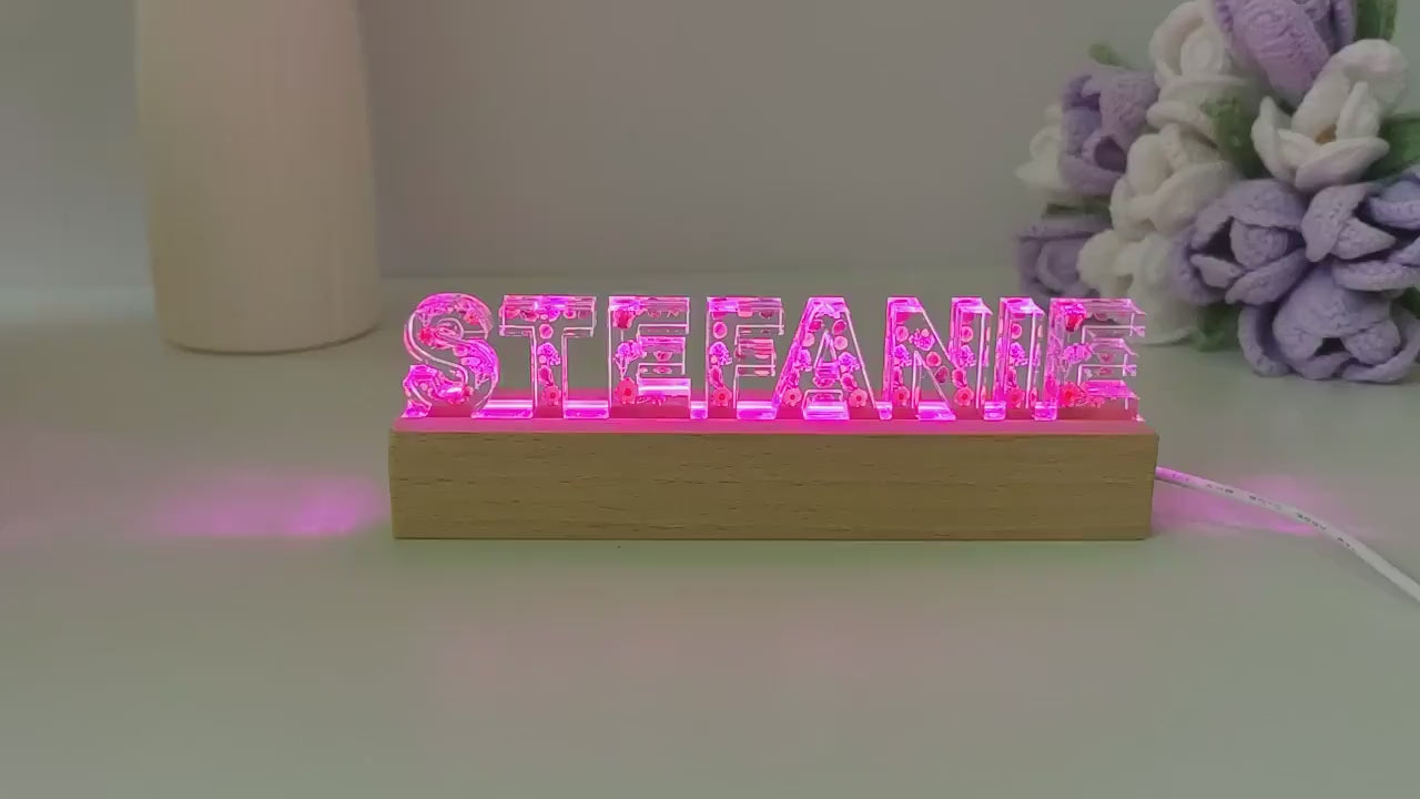 Personalized Flower Night Light Custom Gift for Kids and Teens