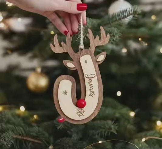Personalized Reindeer Letter Ornaments with Name