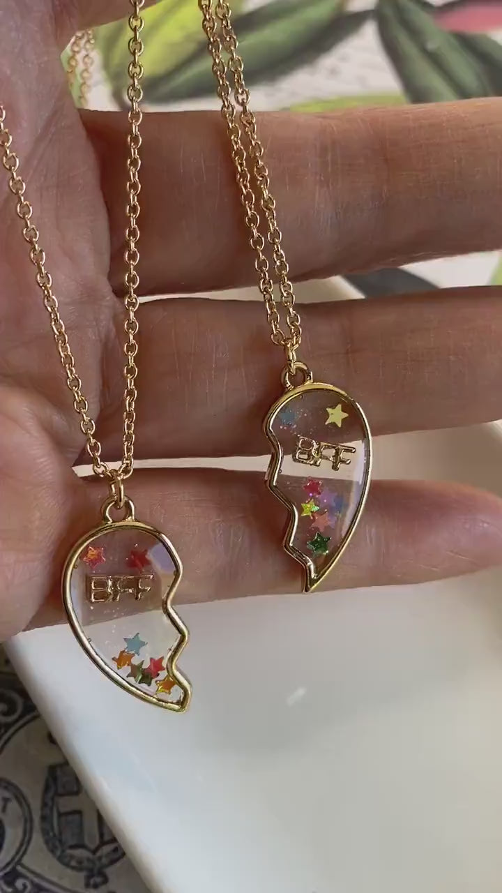 Best Friends Split Heart Necklace for Two