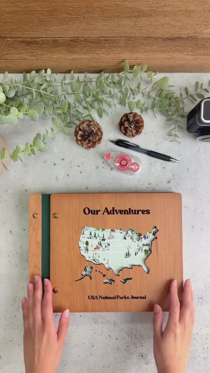 USA National Park Wooden Map Adventure Book