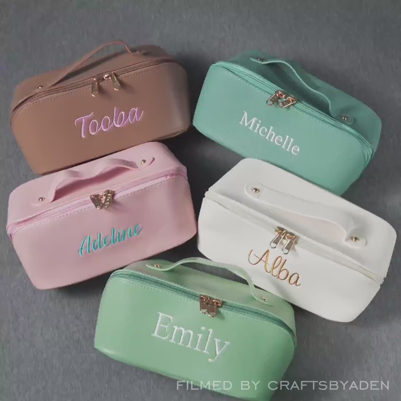 Personalized Leather Embroidered Makeup Bag