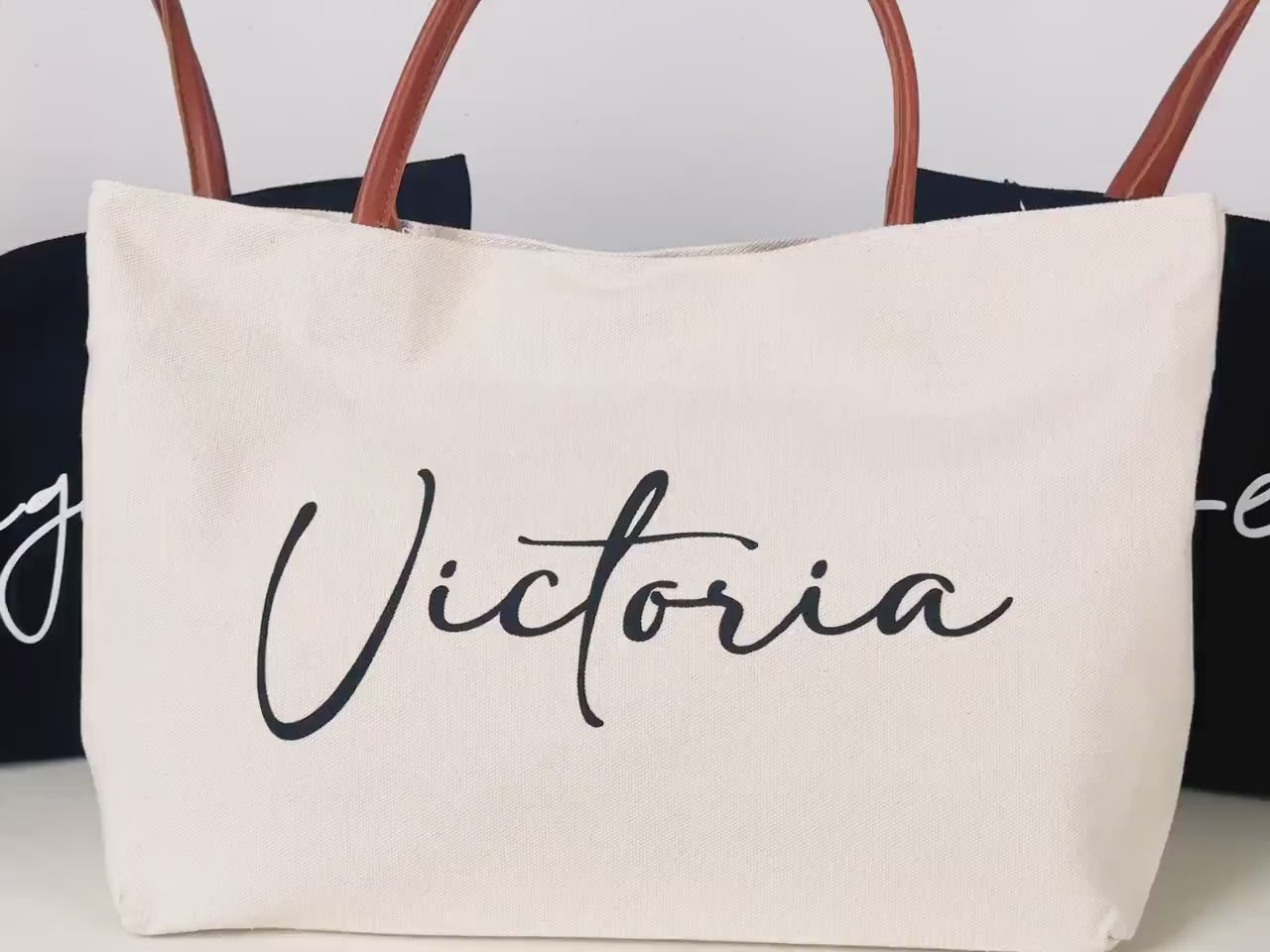 Custom Bridesmaid Tote Bag with Name Beach Wedding Gift