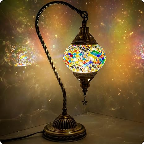 Turkish Moroccan Lamp with Bronze Base 3-Way Color Changing