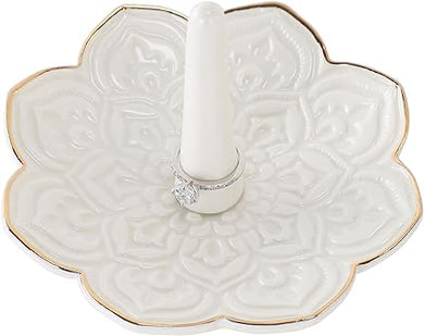 Ceramic White Mandala Ring Holder