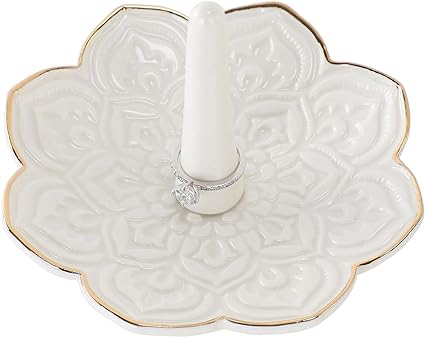 Ceramic White Mandala Ring Holder