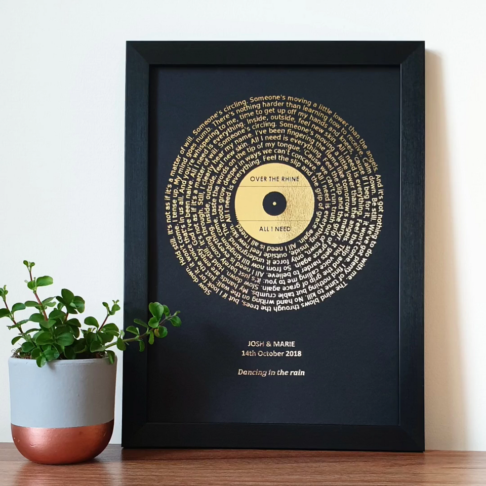 Personalized Metallic Foil Song Lyrics Art Print