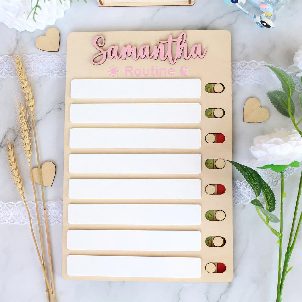 Sliding Routine Chart, Personalized Chore Chart for Kids, Daily Routine Dry-erase