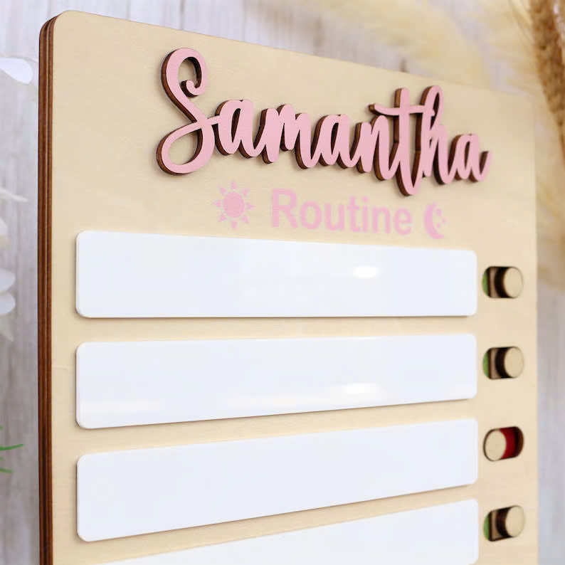 Sliding Routine Chart, Personalized Chore Chart for Kids, Daily Routine Dry-erase