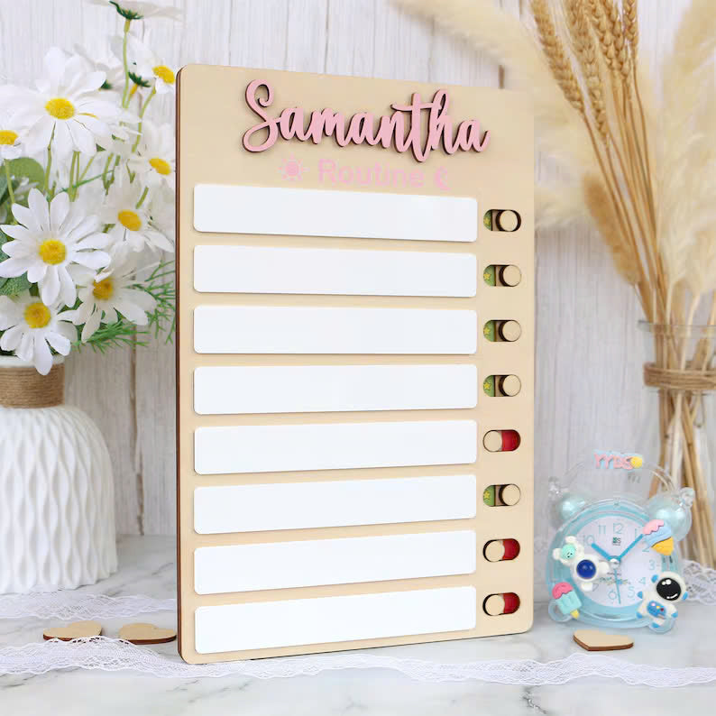 Sliding Routine Chart, Personalized Chore Chart for Kids, Daily Routine Dry-erase
